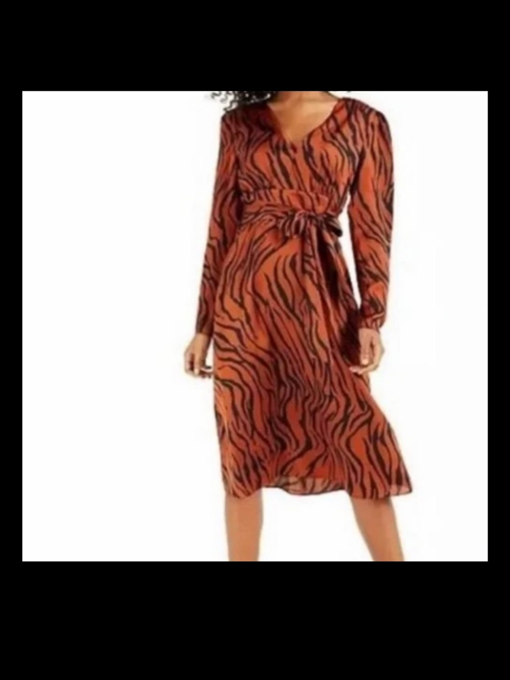 Bar III- Tiger-Print Long Sleeve Dress